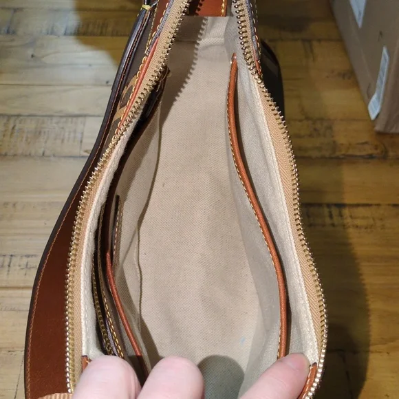 Dooney & Bourke Brown and Tan Logo Shoulder Bag - Picture 5 of 5